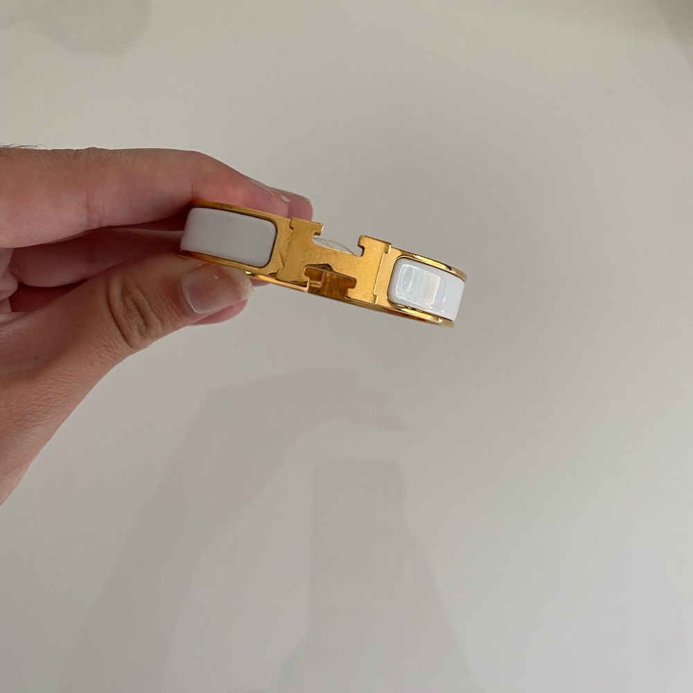 Hermes Clic Clac H Bracelet - Gold & White